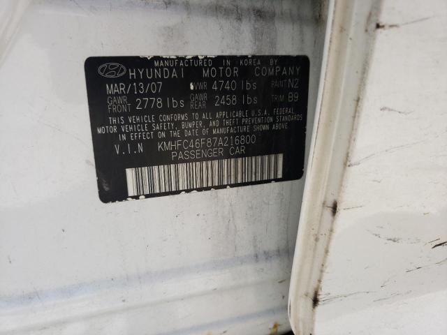 Photo 10 from auction – 2007 HYUNDAI AZERA SE with VIN KMHFC46F87A216800
