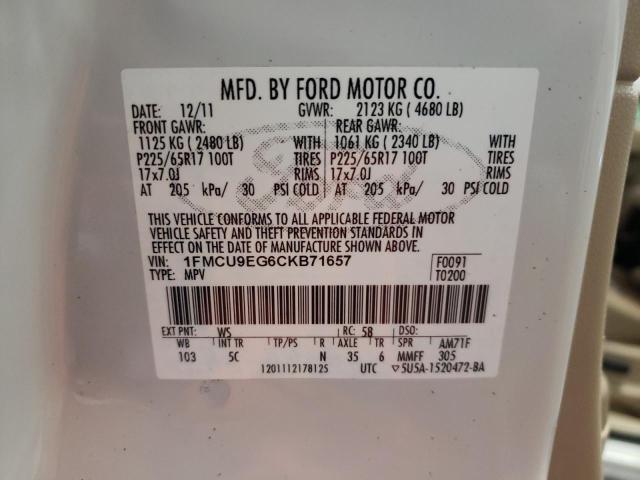 Photo 10 from auction – 2012 FORD ESCAPE LIM with VIN 1FMCU9EG6CKB71657