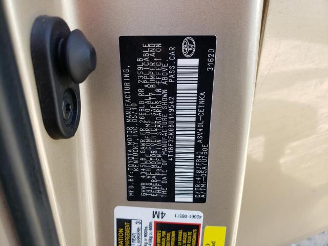 Photo 10 from auction – 2011 TOYOTA CAMRY BASE with VIN 4T1BF3EK8BU149542