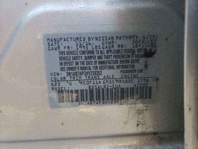 Photo 10 from auction – 2017 NISSAN SENTRA S with VIN 3N1AB7AP3HY238352