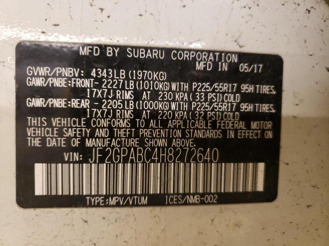 Photo 10 from auction – 2017 SUBARU CROSSTREK with VIN JF2GPABC4H8272640