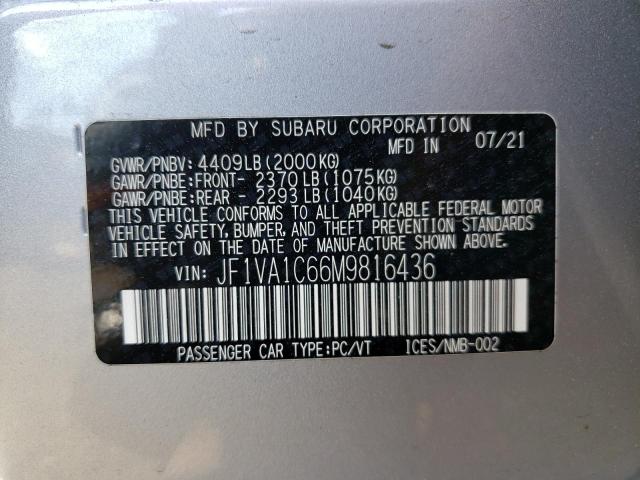 Photo 10 from auction – 2021 SUBARU WRX PREMIU with VIN JF1VA1C66M9816436