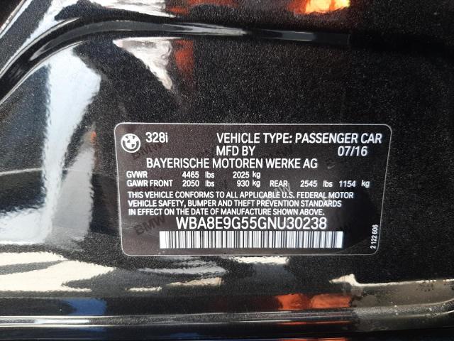 Photo 10 from auction – 2016 BMW 328 I SULE with VIN WBA8E9G55GNU30238