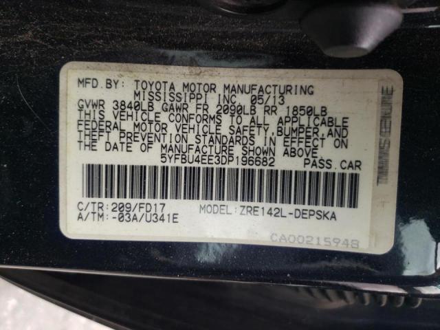 Photo 10 from auction – 2013 TOYOTA COROLLA BA with VIN 5YFBU4EE3DP196682