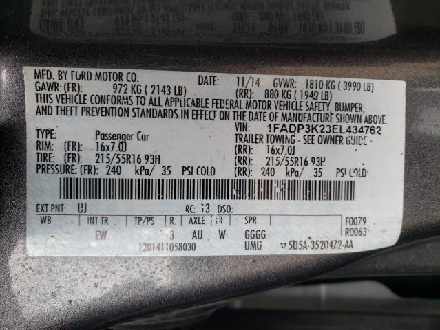 Photo 10 from auction – 2014 FORD FOCUS SE with VIN 1FADP3K23EL434762