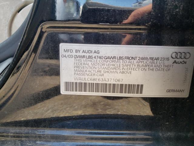 Photo 10 from auction – 2003 AUDI A4 1.8T QU with VIN WAULC68E63A371067