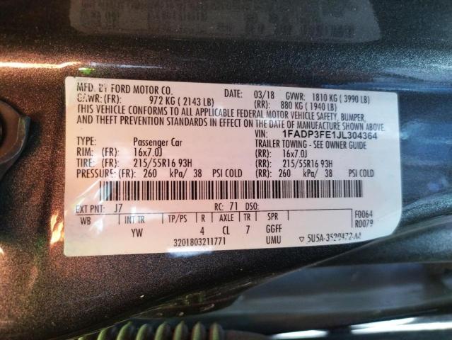 Foto 10 de la subasta – 2018 FORD FOCUS SE con VIN 1FADP3FE1JL304364