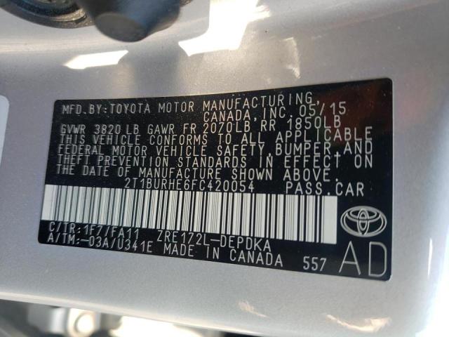 Photo 10 from auction – 2015 TOYOTA COROLLA L with VIN 2T1BURHE6FC420054