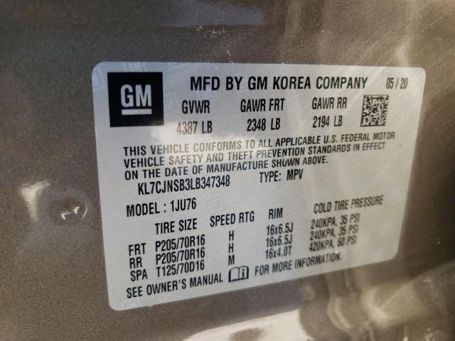 Photo 10 from auction – 2020 CHEVROLET TRAX LS with VIN KL7CJNSB3LB347348