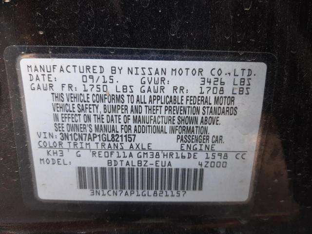 Photo 10 from auction – 2016 NISSAN VERSA S with VIN 3N1CN7AP1GL821157