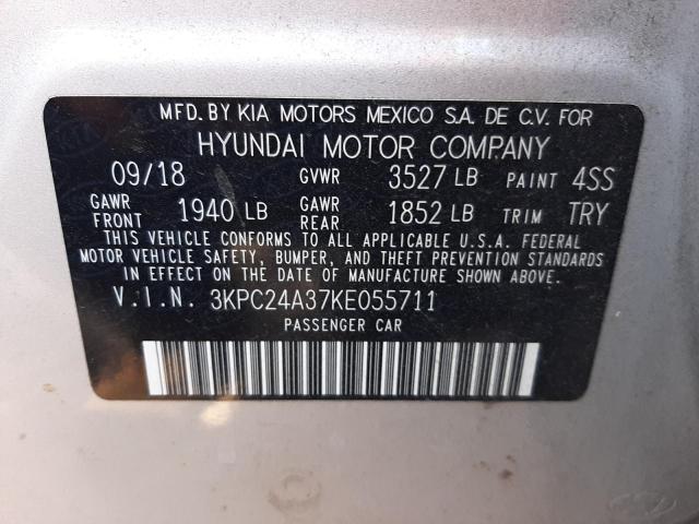 Photo 10 from auction – 2019 HYUNDAI ACCENT SE with VIN 3KPC24A37KE055711