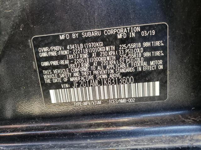 Photo 10 from auction – 2019 SUBARU CROSSTREK with VIN JF2GTAMC1K8313600