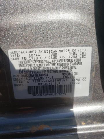 Photo 10 from auction – 2017 NISSAN VERSA S with VIN 3N1CN7AP4HL819274