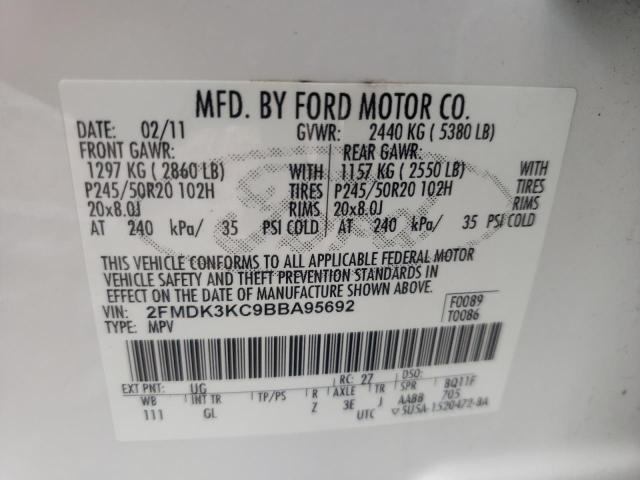 Photo 10 from auction – 2011 FORD EDGE LIMIT with VIN 2FMDK3KC9BBA95692
