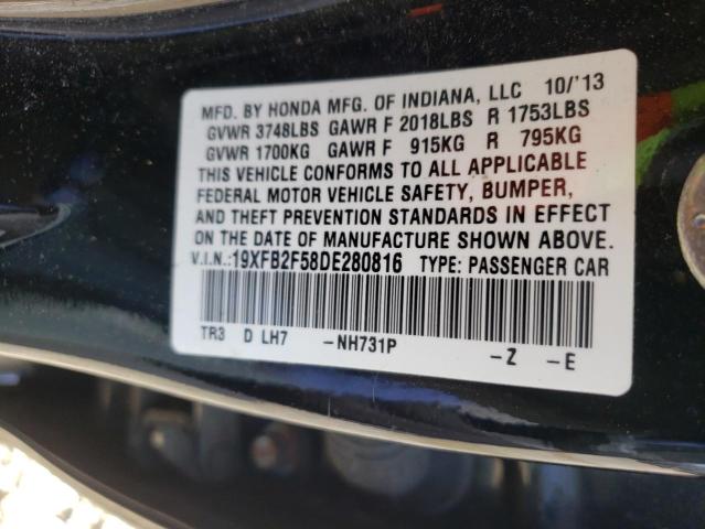 Photo 10 from auction – 2013 HONDA CIVIC LX with VIN 19XFB2F58DE280816