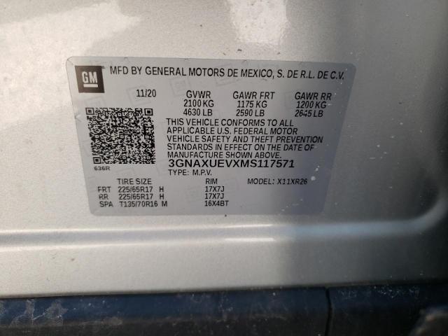 Photo 10 from auction – 2021 CHEVROLET EQUINOX LT with VIN 3GNAXUEVXMS117571