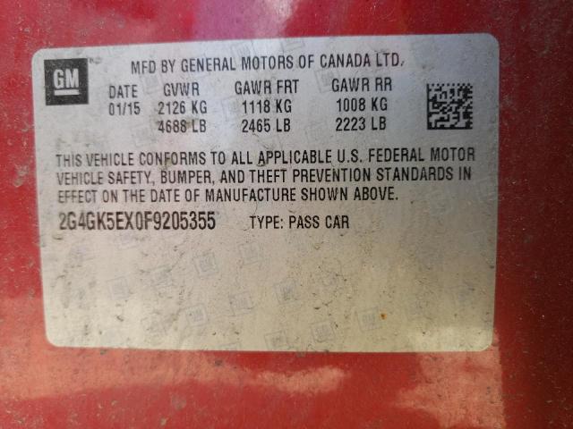 Photo 10 from auction – 2015 BUICK REGAL with VIN 2G4GK5EX0F9205355