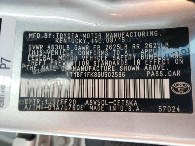 Photo 10 from auction – 2016 TOYOTA CAMRY LE with VIN 4T1BF1FK8GU502596