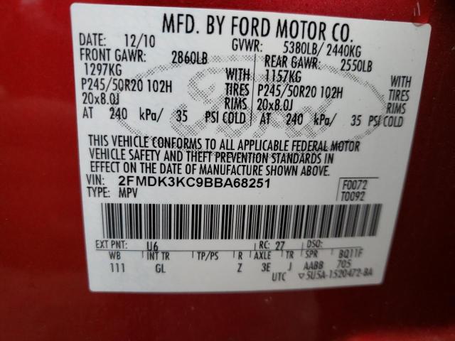 Photo 10 from auction – 2011 FORD EDGE LIMIT with VIN 2FMDK3KC9BBA68251