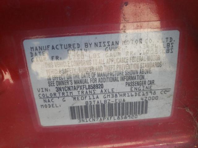 Photo 10 from auction – 2015 NISSAN VERSA S with VIN 3N1CN7APXFL858920