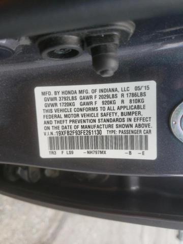 Photo 10 from auction – 2015 HONDA CIVIC EXL with VIN 19XFB2F93FE261130