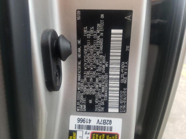 Photo 10 from auction – 2010 TOYOTA SIENNA CE with VIN 5TDKK4CC9AS331691
