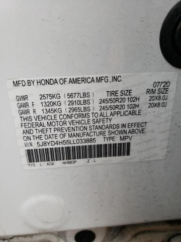 Photo 10 from auction – 2020 ACURA MDX TECHNO with VIN 5J8YD4H55LL033885