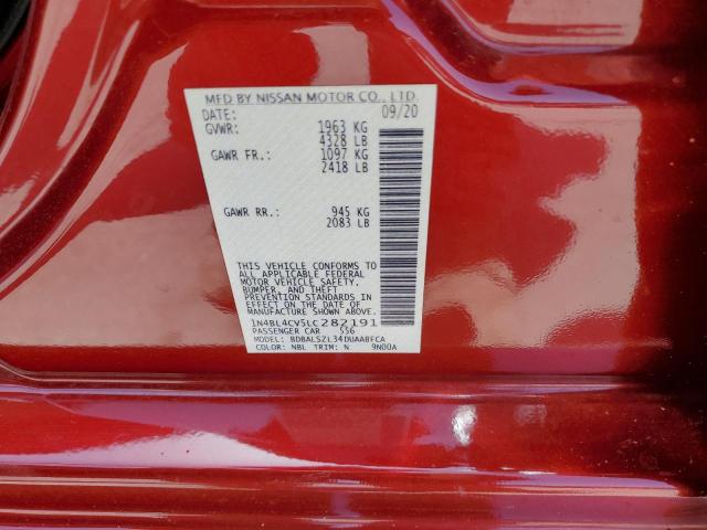 Photo 10 from auction – 2020 NISSAN ALTIMA SR with VIN 1N4BL4CV5LC282191