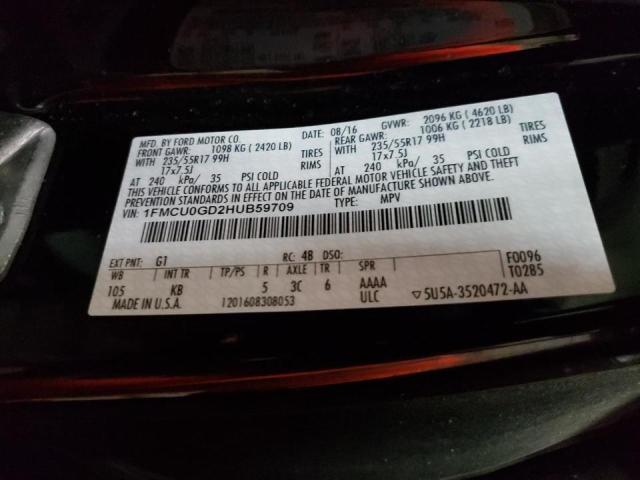 Photo 10 from auction – 2017 FORD ESCAPE SE with VIN 1FMCU0GD2HUB59709