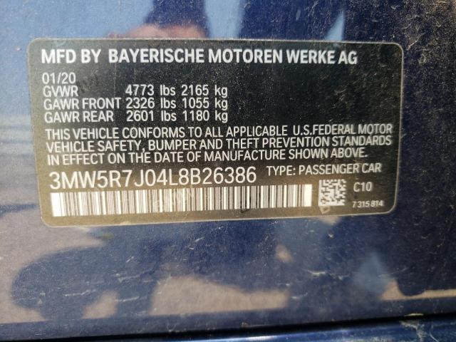 Photo 10 from auction – 2020 BMW 330XI with VIN 3MW5R7J04L8B26386