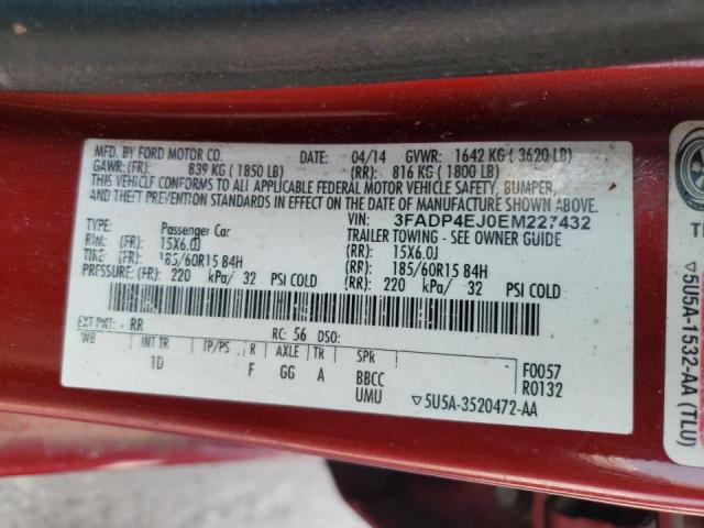 Photo 10 from auction – 2014 FORD FIESTA SE with VIN 3FADP4EJ0EM227432
