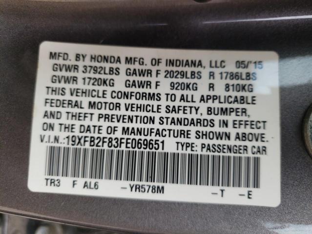 Photo 10 from auction – 2015 HONDA CIVIC EX with VIN 19XFB2F83FE069651