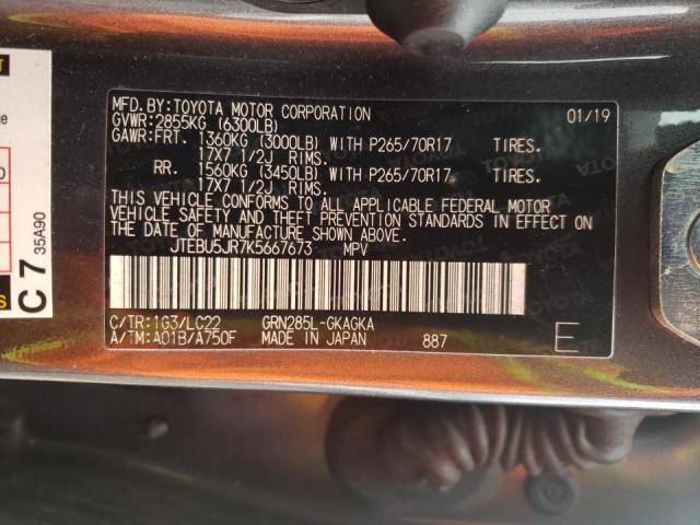 Photo 10 from auction – 2019 TOYOTA 4RUNNER SR with VIN JTEBU5JR7K5667673