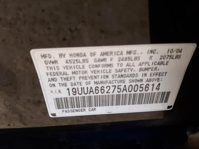 Photo 10 from auction – 2005 ACURA TL with VIN 19UUA66275A005614