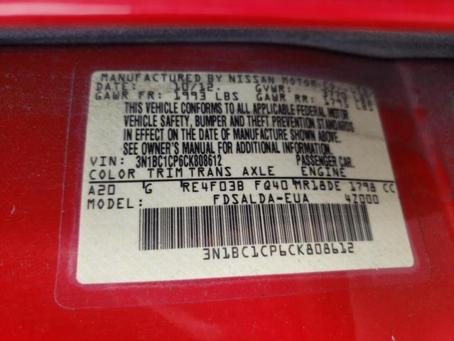 Photo 10 from auction – 2012 NISSAN VERSA S with VIN 3N1BC1CP6CK808612