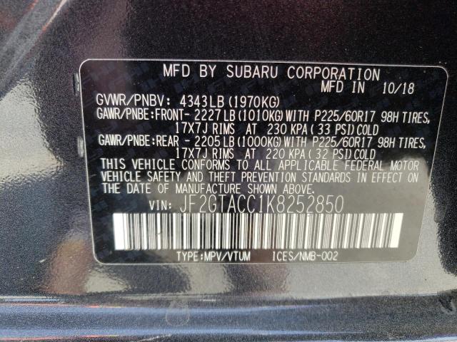 Photo 10 from auction – 2019 SUBARU CROSSTREK with VIN JF2GTACC1K8252850