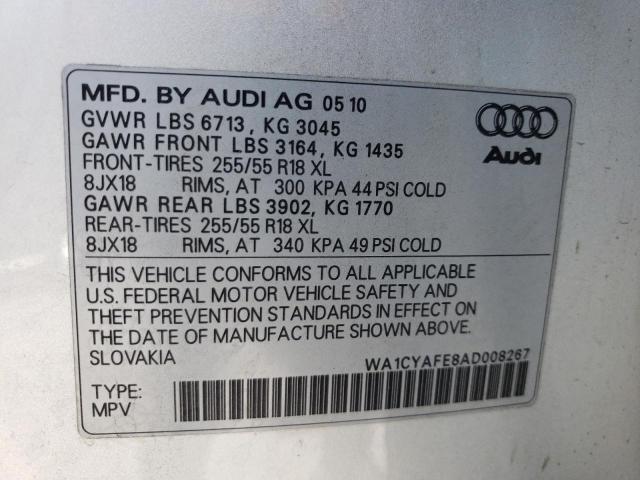 Photo 10 from auction – 2010 AUDI Q7 PREMIUM with VIN WA1CYAFE8AD008267