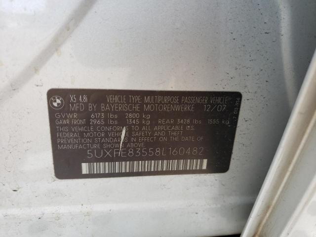 Photo 10 from auction – 2008 BMW X5 4.8I with VIN 5UXFE83558L160482