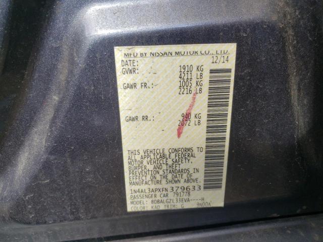 Photo 10 from auction – 2015 NISSAN ALTIMA 2.5 with VIN 1N4AL3APXFN379633