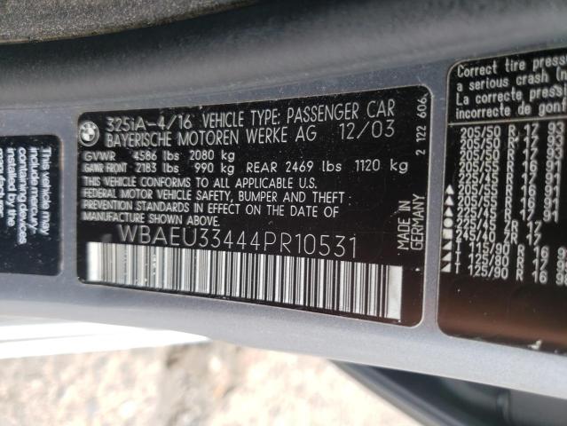 Photo 10 from auction – 2004 BMW 325 XI with VIN WBAEU33444PR10531