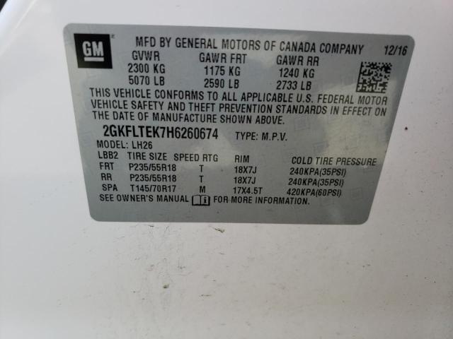 Photo 10 from auction – 2017 GMC TERRAIN SL with VIN 2GKFLTEK7H6260674