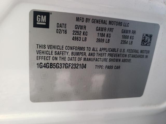 Photo 10 from auction – 2016 BUICK LACROSSE with VIN 1G4GB5G37GF232104