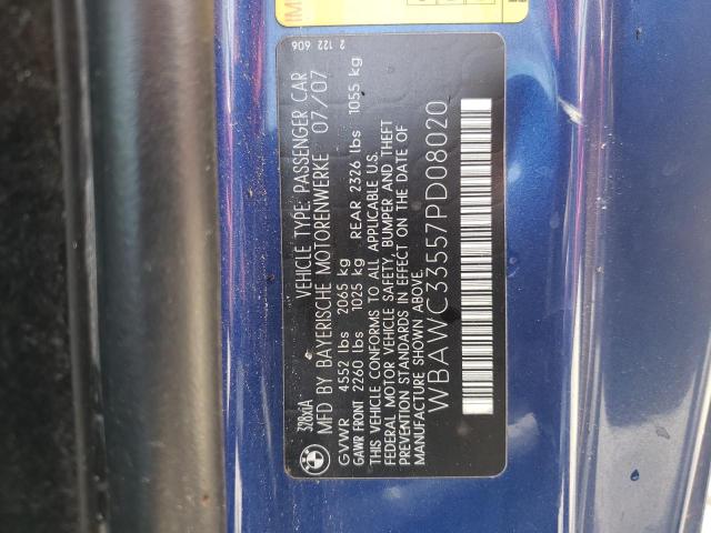 Photo 10 from auction – 2007 BMW 328 XI with VIN WBAWC33557PD08020