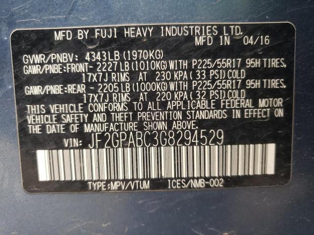 Photo 10 from auction – 2016 SUBARU CROSSTREK with VIN JF2GPABC3G8294529