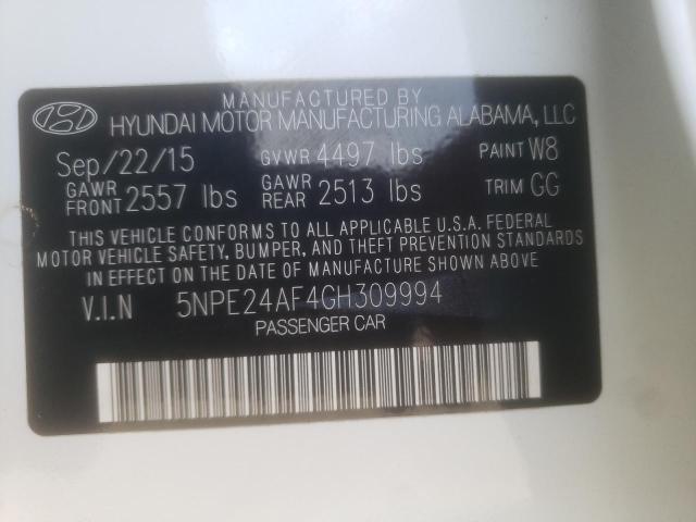Photo 10 from auction – 2016 HYUNDAI SONATA SE with VIN 5NPE24AF4GH309994
