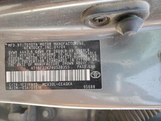 Photo 10 from auction – 2004 TOYOTA CAMRY LE with VIN 4T1BF32K74U578355