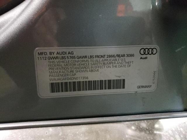 Photo 10 from auction – 2013 AUDI A8 QUATTRO with VIN WAUAGAFD4DN017356
