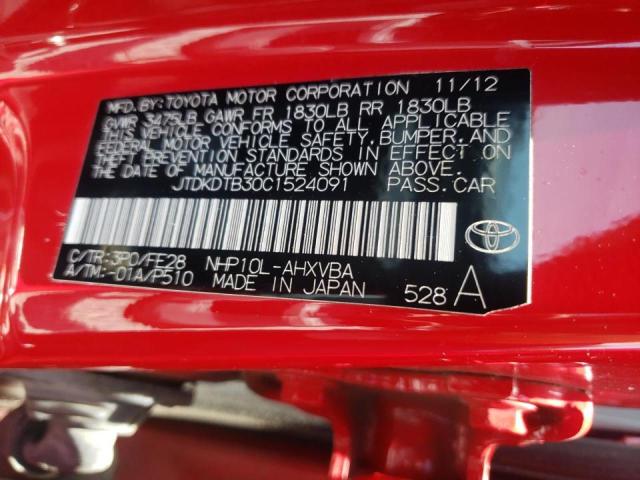 Photo 10 from auction – 2012 TOYOTA PRIUS with VIN JTDKDTB30C1524091