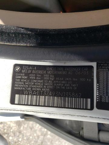 Photo 10 from auction – 2003 BMW 325 I with VIN WBAET37493NJ35862