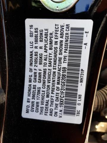Photo 10 from auction – 2016 HONDA CIVIC EX with VIN 19XFC1F31GE208169